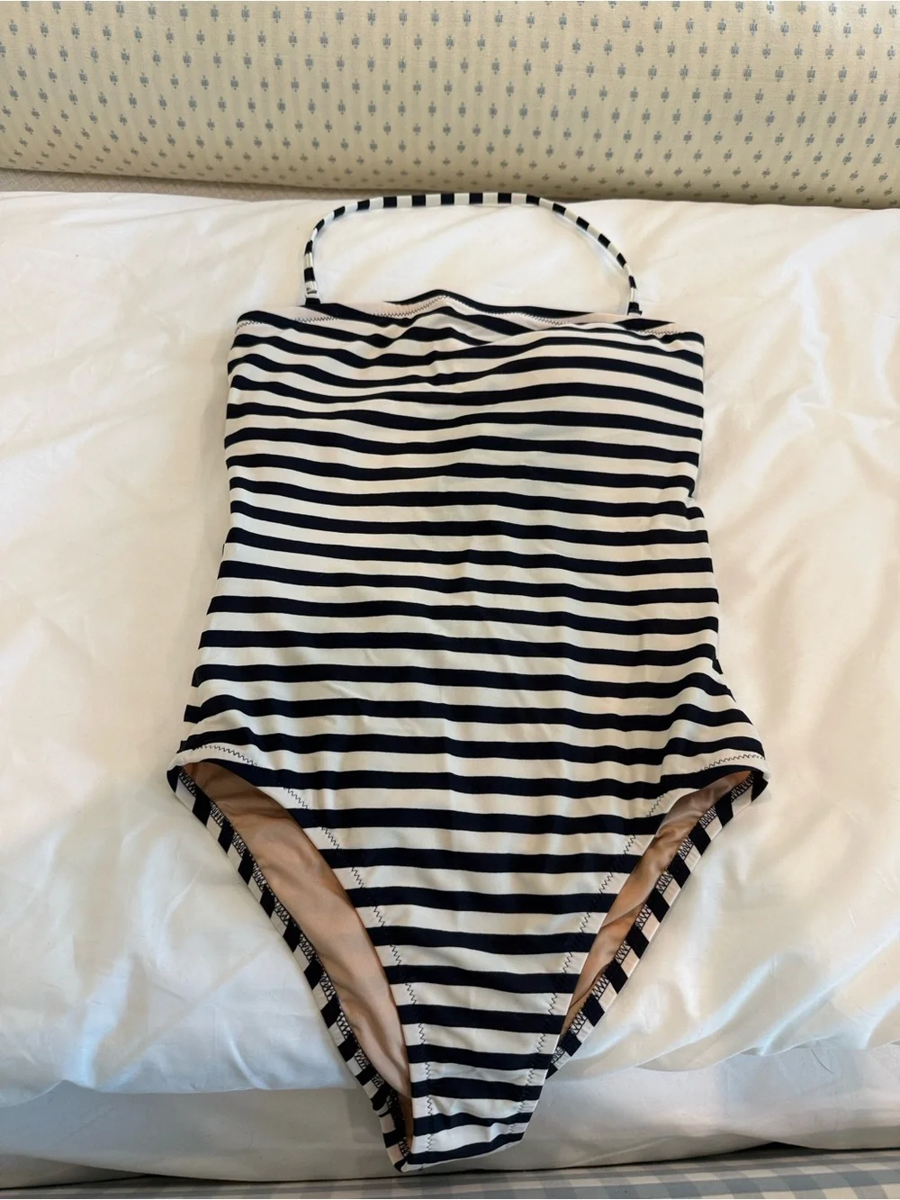 J. Crew Navy and White Striped One-Piece Swimsuit